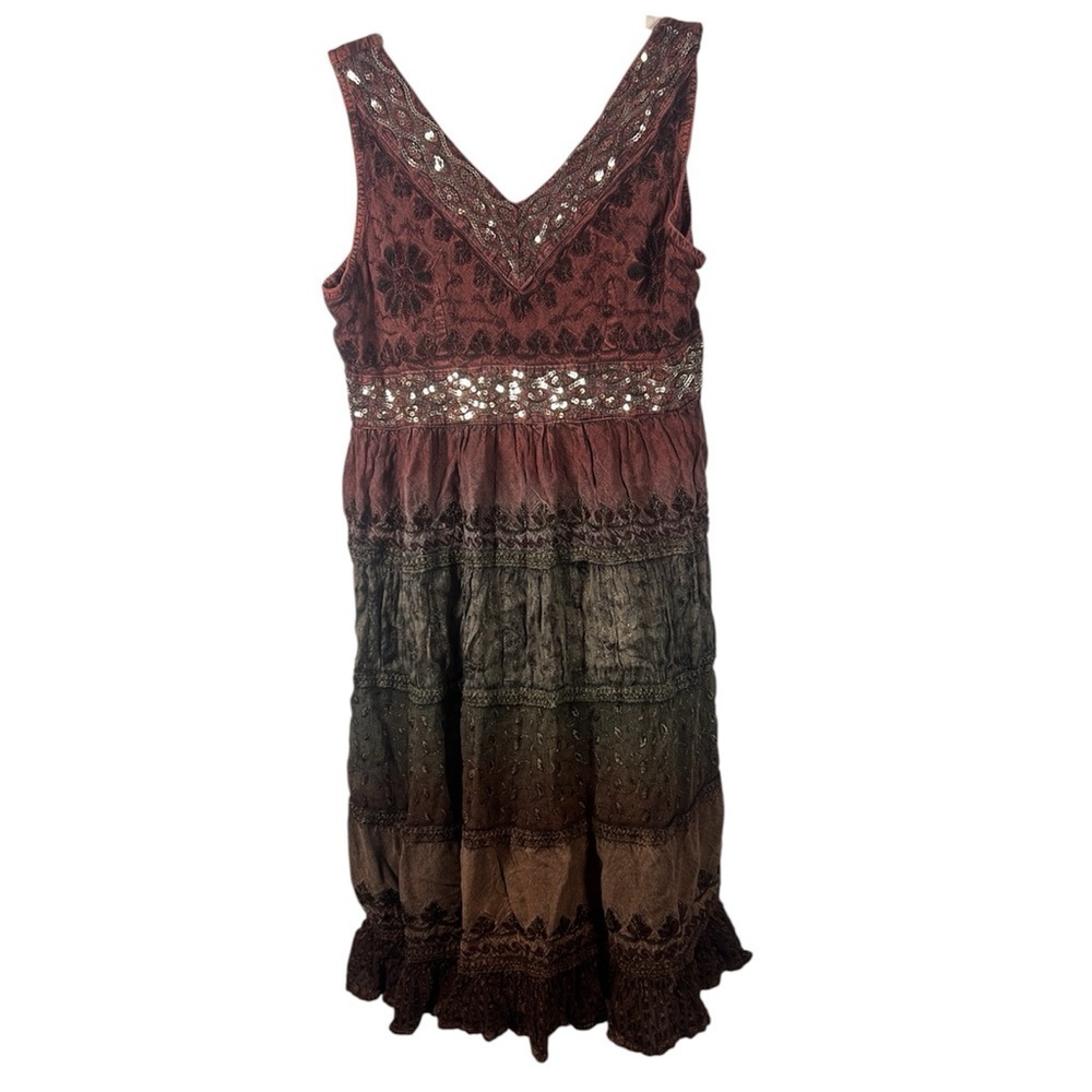 Shoreline Bohemian Hippie Striped Ombré Mini Dress medium/large